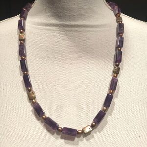 Amethyst and Bronze Freshwater Pearl Necklace